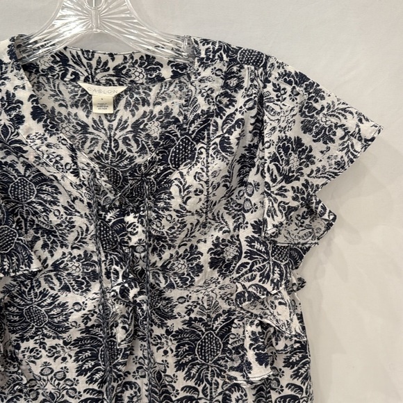 Nordstrom Caslon Blue Flutter Sleeve Blouse sz small - Picture 3 of 5